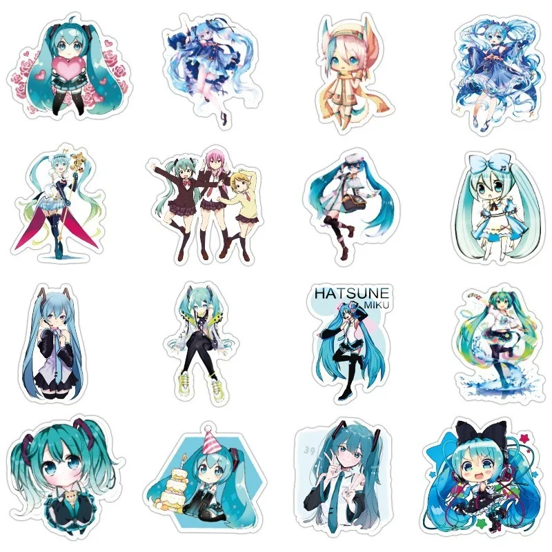 50pcs Cartoon Hatsune Miku Doodle Creative Decorative Stickers