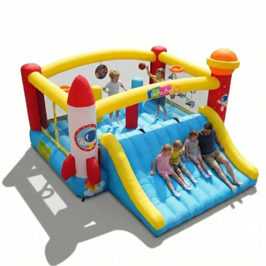 

Inflatable Bounce House for Big 8-12 13.4x13.4Ft Space Theme Bouncy Castle Indoor/Outdoor with Blower Jumping Castle for Party