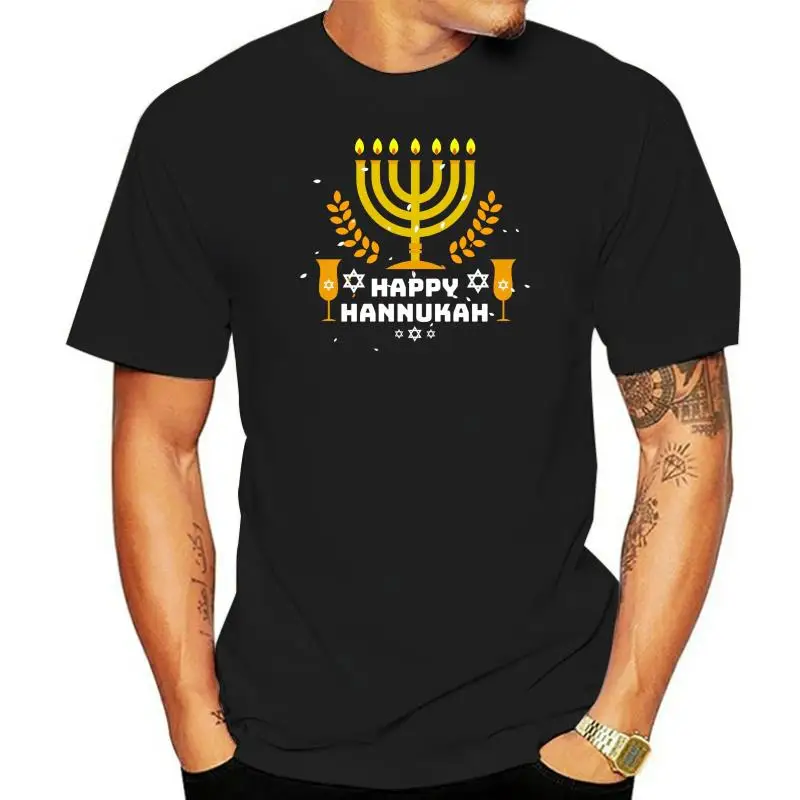 Hanukkah T-Shirt Happy Hanukkah Jewish Holiday Candles Festive Gift Tee Top