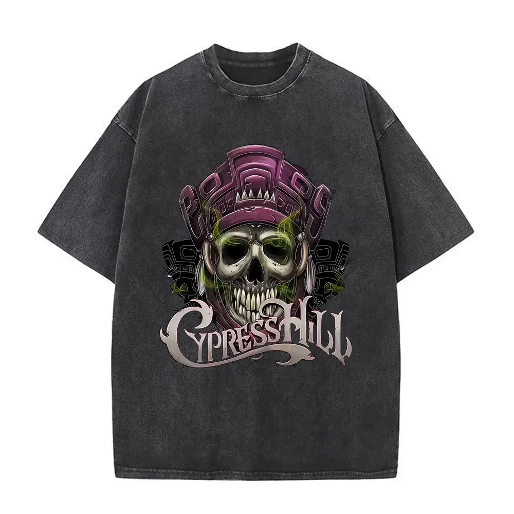 

Washed Vintage Rapper Cypress Hill Skeleton Graphic Print T Shirt Men Women Casual Cotton Retro T-shirt Male Hip Hop T-shirts