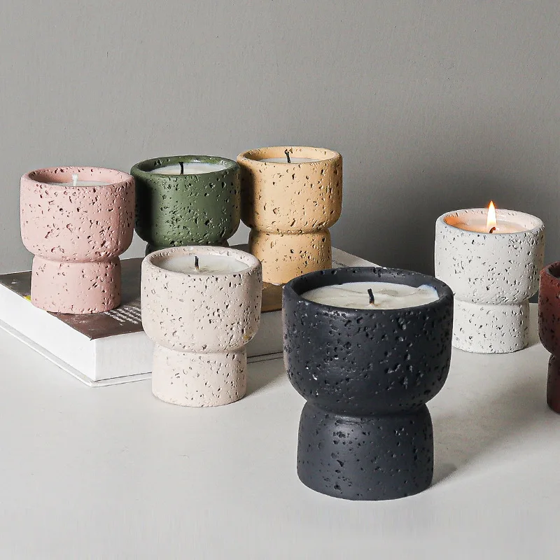 Simple Cement Home Aromatherapy Candle Empty Cup Diy High-value Crafts Indoor Candlestick Modern Home Decoration Ornaments