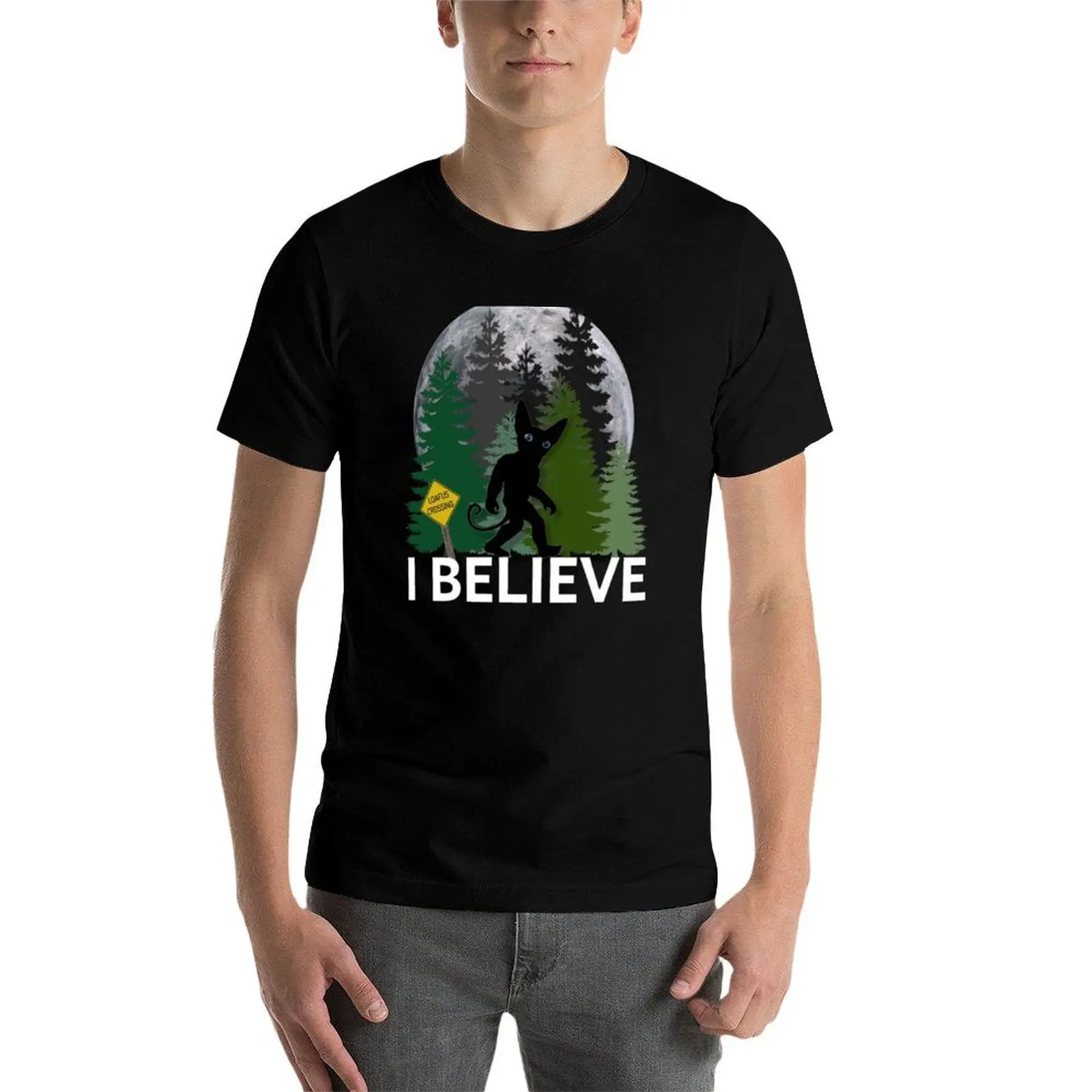 تي شيرت I Believe (Loafus sighting) تي شيرت أساسي للرجال تي شيرت قطني عالي الجودة