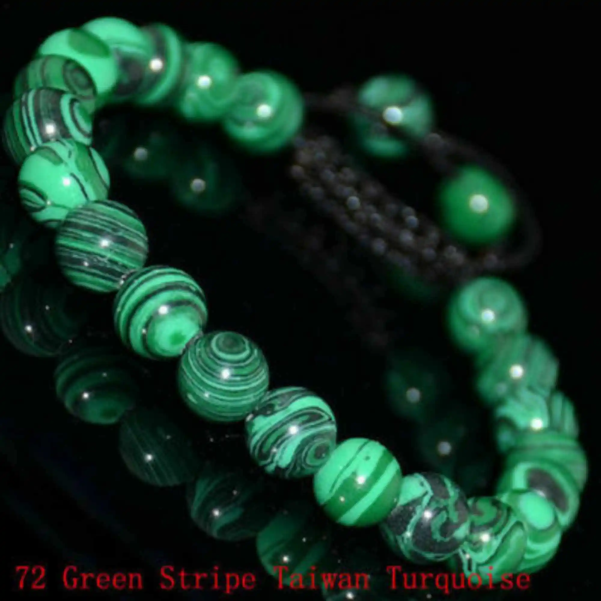 

8mm Green Stripe Taiwan Turquoise Beads Braided Bracelet Wear Chain Jewelry Lovers Link Charm Prayer