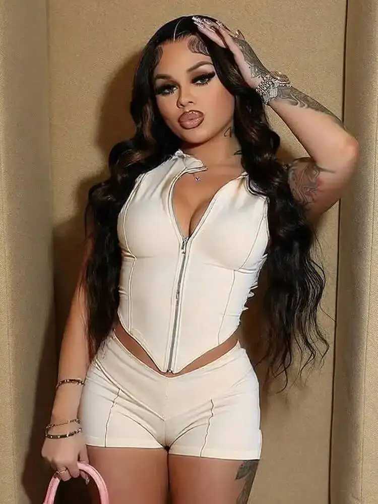 المرقعة 2 قطعة مجموعة المرأة سستة سترة غير النظامية المحاصيل الأعلى نحيل الخوخ الورك السراويل بسيطة رياضي الشارع الشهير سليم مثير B66Q