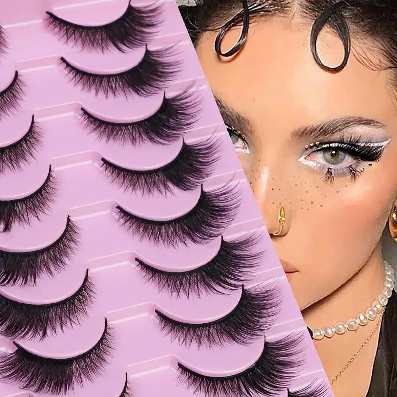 10 Paar Cat-Eye-Kunstwimpern, flauschige, zarte Faux-Nerzwimpern, natürliches Volumen, für tägliches Make-up, Party, Cosplay – Detail 5