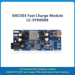 Módulo de carga rápida de protocolo completo, SW2303, PL5501, tipo C, 100W, buck-boost, PD, multifunción, QC