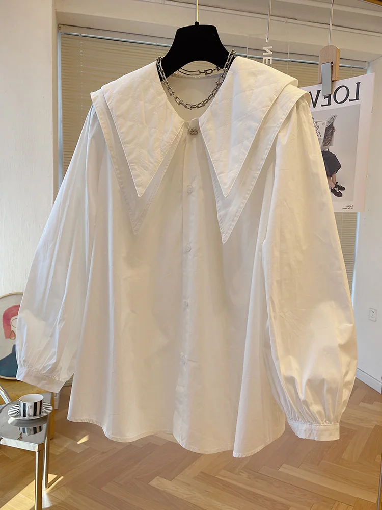 

Свободный длинный воротник Sve irt, дизайн кукольного воротника, пуговицы, фонарь, све, женская модная осенняя коллекция, другие материалы