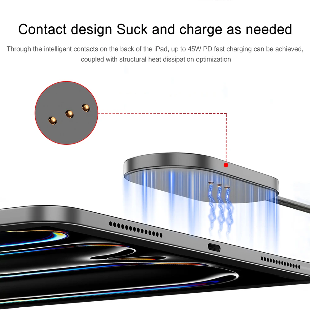 Magnetic Pogo Pin Wireless Fast Charging Charger for iPad Pro 11/12.9/13 Air 11