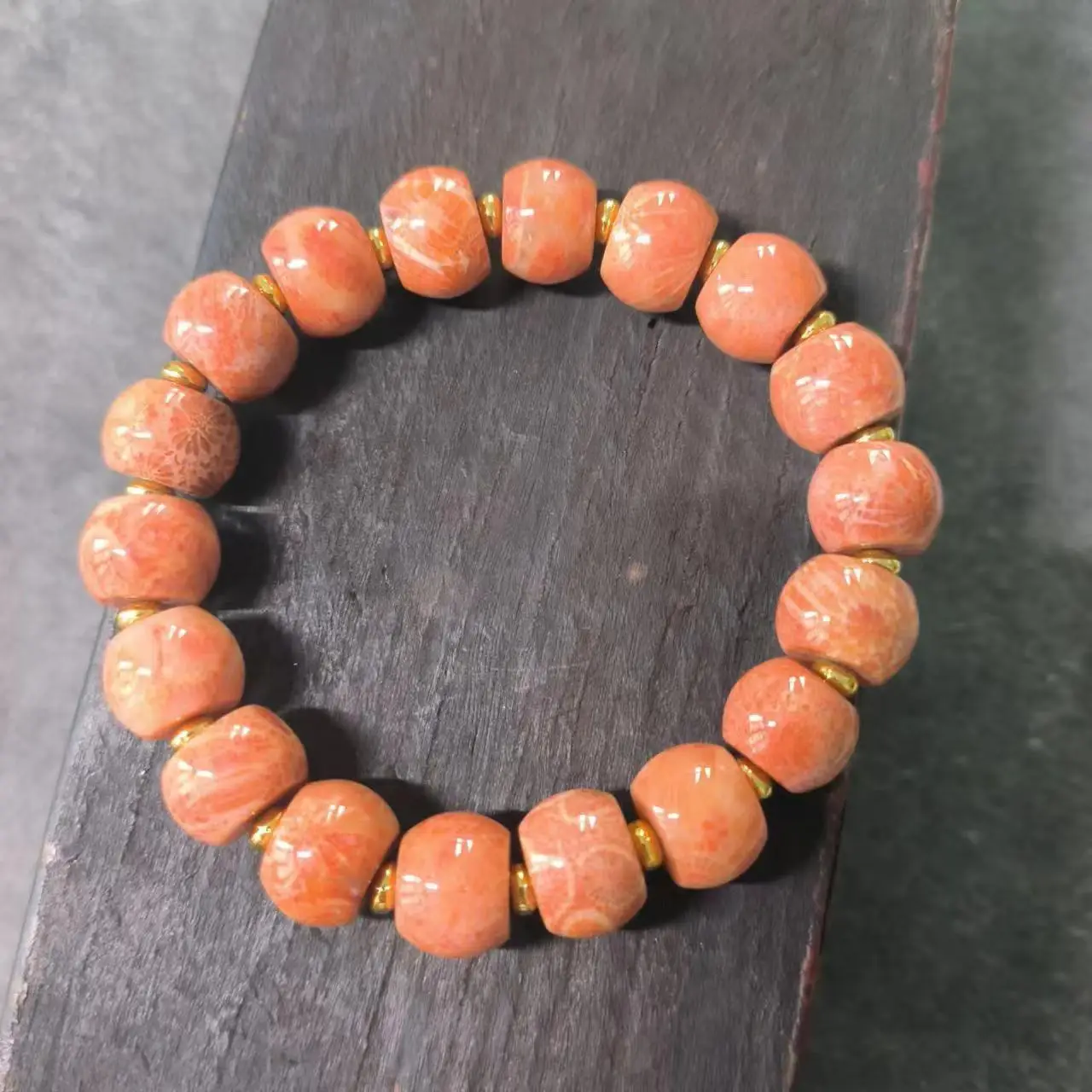 

1pcs/lot Natural coral jade chrysanthemum stone Bracelet high quality beautiful pattern unique bright orange accessories gem