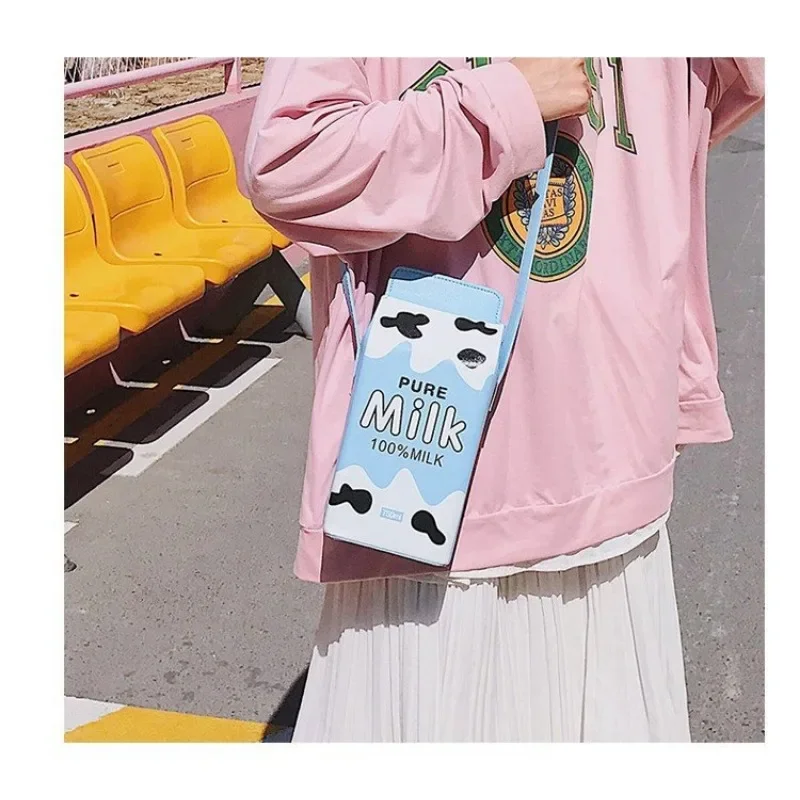 NEW Shoulder Bag Printed Fruit Girl Cute Cartoon Strawberry Banana Milk Box Casual Simple Sweet Creative Funny Bag for Women