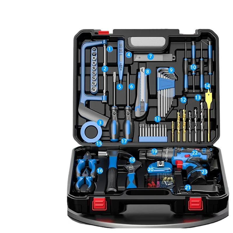 

Hardware tool set, household toolbox maintenance universal combination, full set of electricians and woodworkers