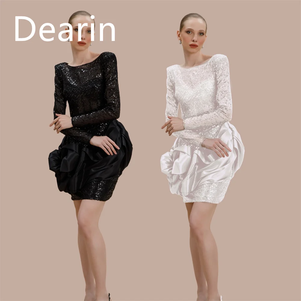 

Customized Women Formal Gown Prom Dearin Scoop Neckline Sheath Mini Length Sequin Bespoke Occasion Dresses Evening Dress