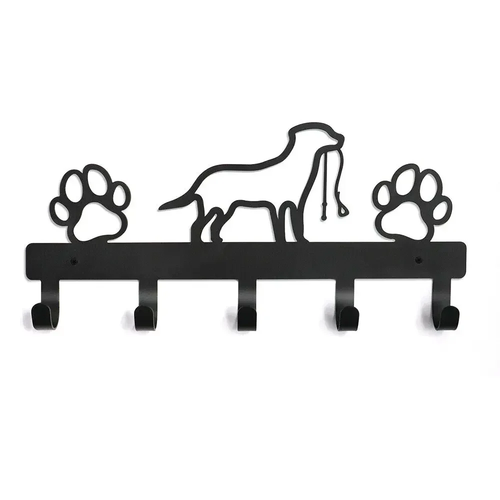 Perchero de pared con 5 ganchos para colgar, colgador de Metal con pata de perro, toalla, organizador, estante de almacenamiento, arte de hierro