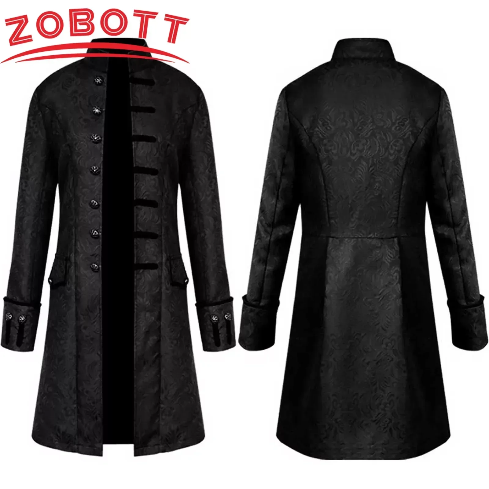 رجل القوطية Steampunk فستان معطف خمر القرون الوسطى الفيكتوري زي يرتدى عصر النهضة سترة أزرار خندق معطف أبلى