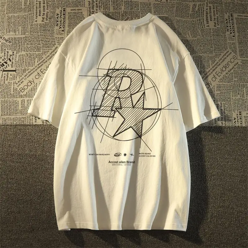 Camisetas de impressão gráfica unissex Harajuku, tops casuais soltos com pescoço o, camiseta manga curta, moda vintage de rua alta