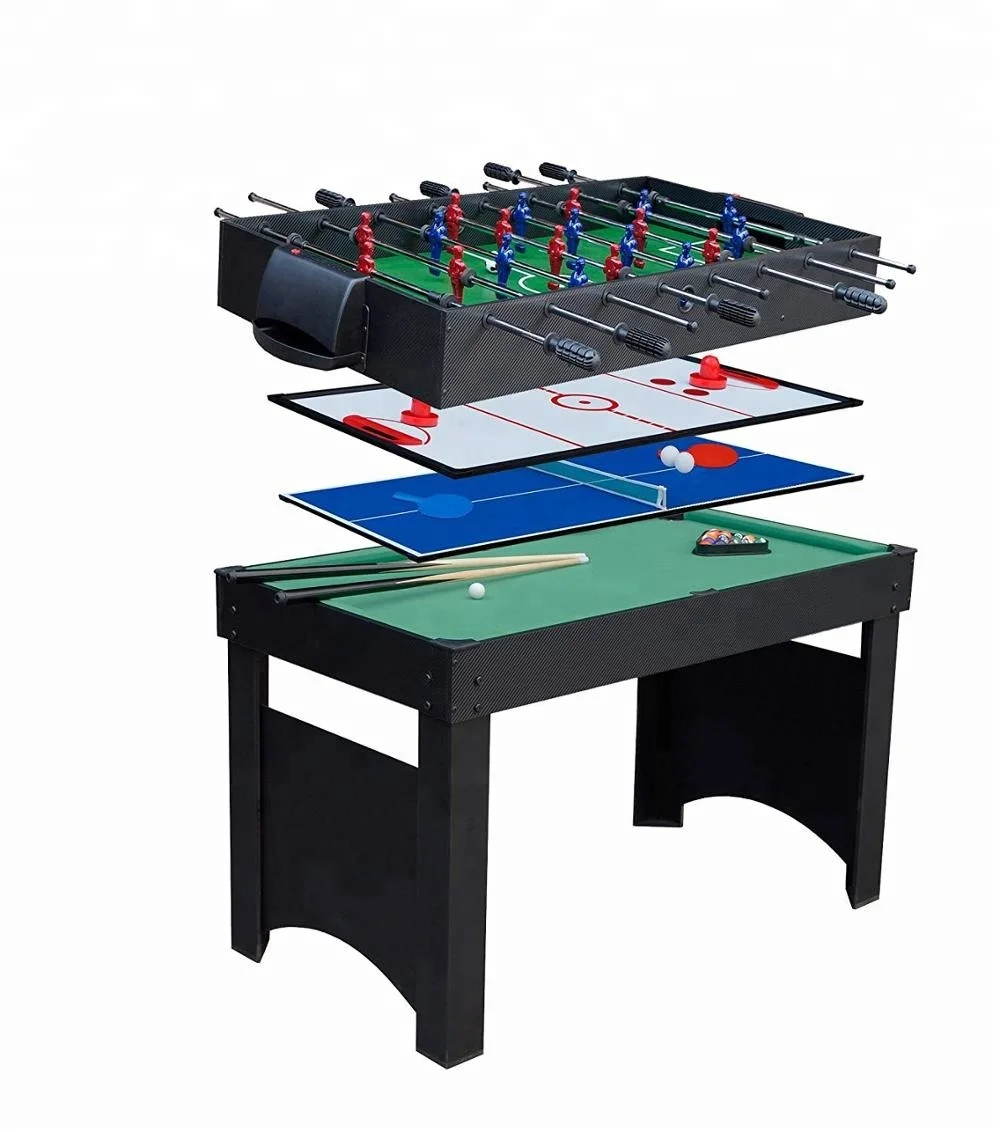4 in 1 Multisports Game Table 4 Ft Kids Pool Table with Ping Pong Top Rubber Cushion