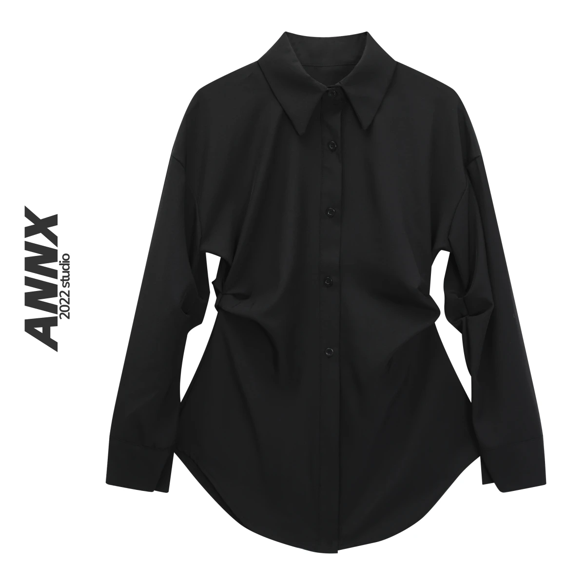 

2025 Women Blouses Harajuku Punk Streetwear Black Casual Gothic Tie Blouse Vintage Long Sleeve Loose Turn Down Collar Shirt Tops