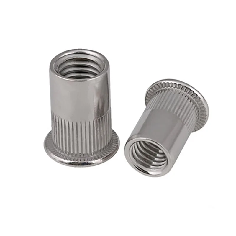 20pcs M3 M4 M5 M6 M8 M10 M12 Tin Plating Flat Head Rivet Nuts Nutsinsert Cap Thread Insert Rivet Nut Tool Set Vertical Stripe