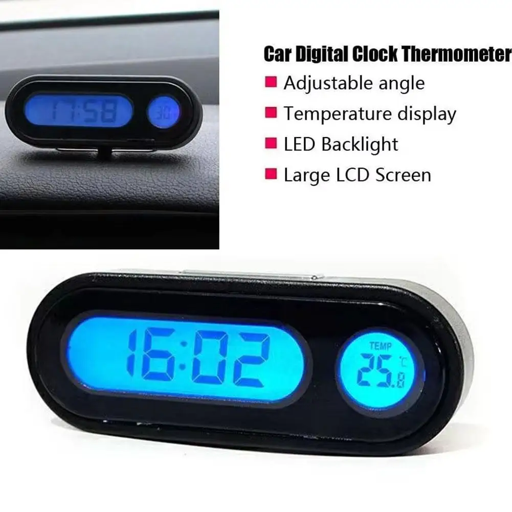 NEW Car Clock Time Watch Mini Electronic Auto Dashboard Backlight Clock Display Luminous Car Thermometer Accessory LCD Digi V1W4