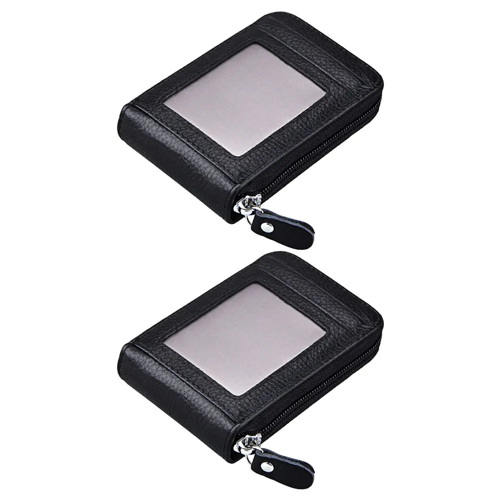 2Pcs Cowhide Multi Slot Wind Organ Card Holder for Men Women Slim Credit Card Organizer Wallet Compact Business Case