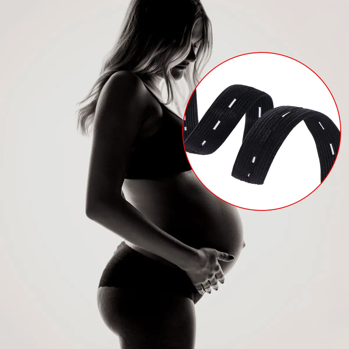

Pregnant Adjustment Belt Flat Elastic Band Black 1.5cm 30m Roll Button Hole Waistband Neckline Sewing Clothing Accessories