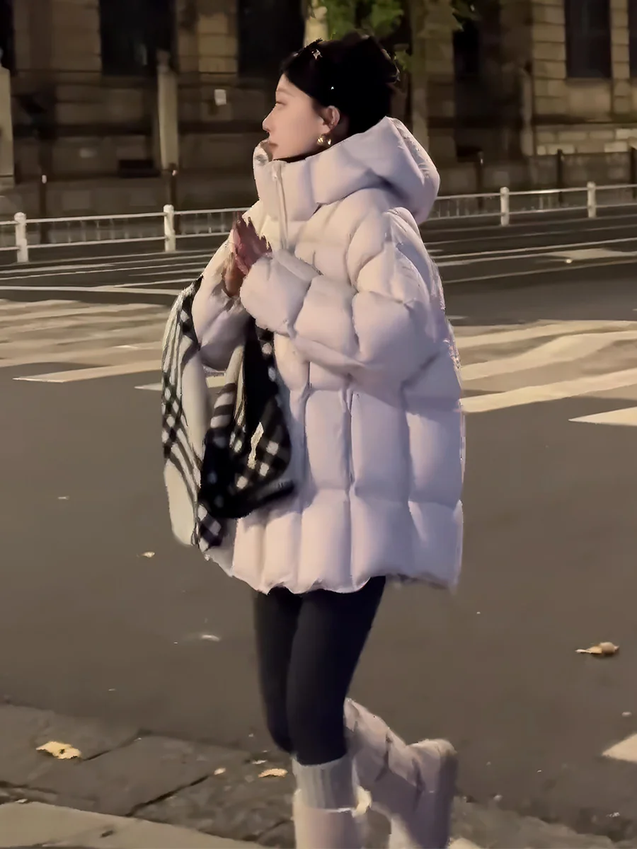 Feminino Thiened branco du down Jaet inverno quente outerwear longo sve fechamento com zíper de comprimento médio casual sle casaco