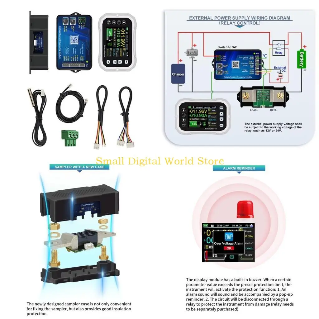 

77UB Digital Display Screen KH140F Wireless Battery Monitor Voltage Current Tester 0-120V for Home and Office Use