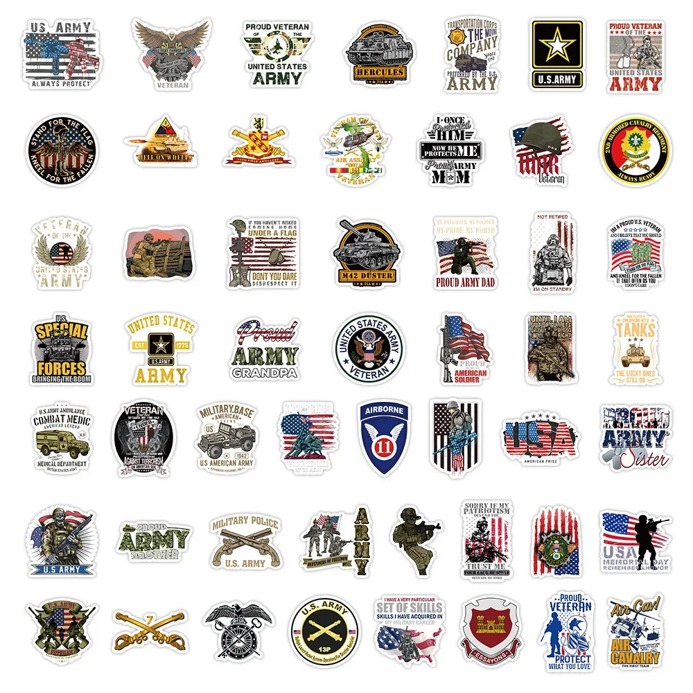 100pcs New Military Theme Air Force and Army Personality Graffiti Refrigerator Computer Car Trunk Water Cup Waterproof Sticker