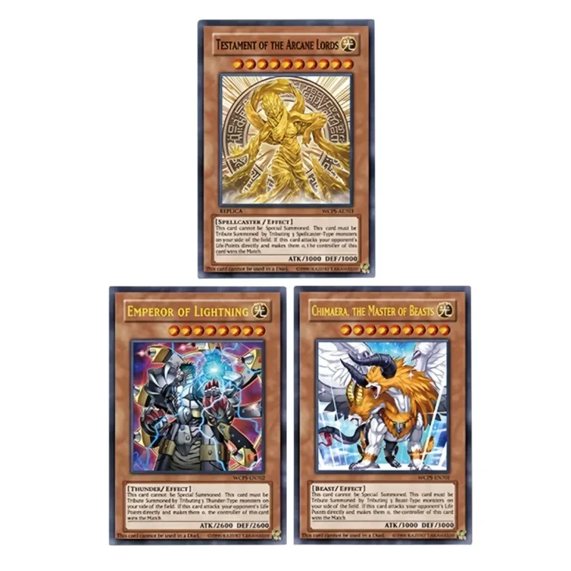 3pcs/set YuGiOh Testament of The Arcane Lords Chimaera Self Made Refraction Flash Card Anime Classics Game Collection Cards Toy