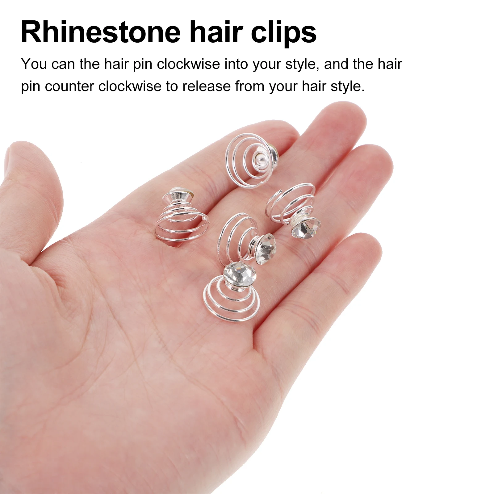 

12 Pcs Spiral Hair Clips Rhinestone Pins For Women Durable Easy To Use Long Hair Bun Style Accessories Mini Hairpins