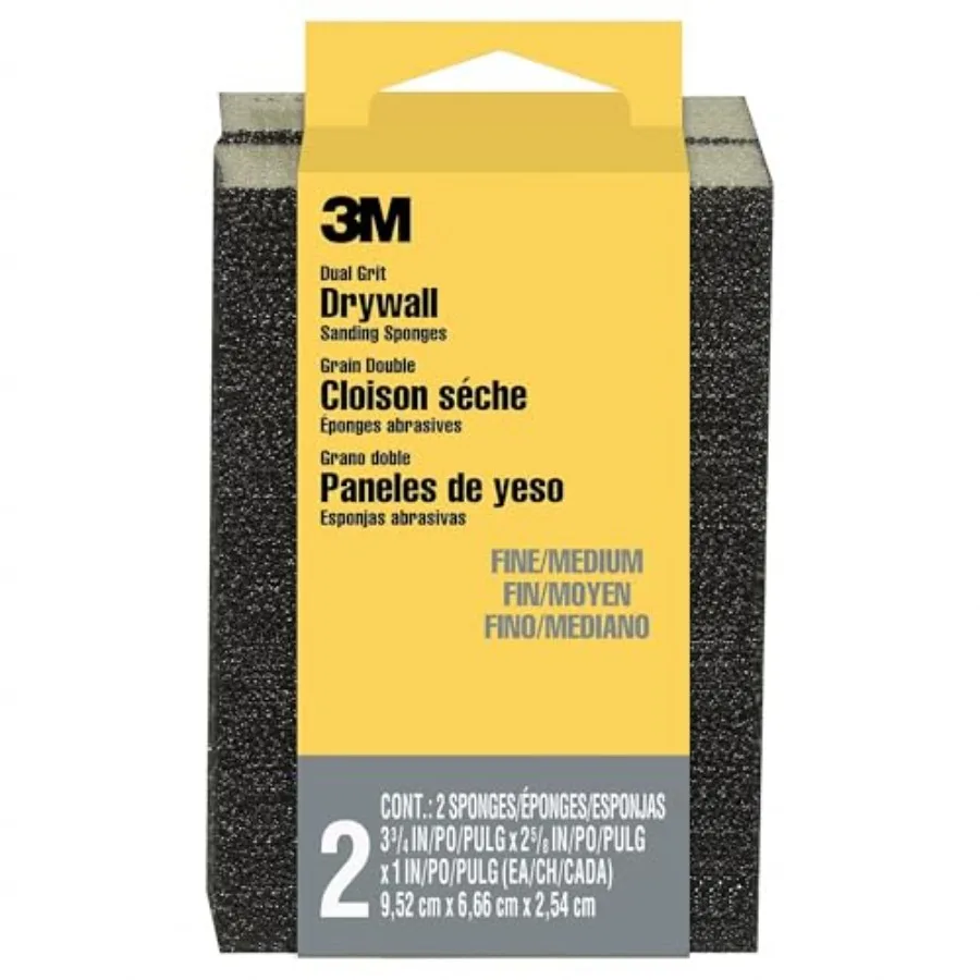 

Drywall Sanding Sponge 2.625 in x 3.75 in x 1 in Fine/Medium Grit 2/Pk for Smooth Wall Finishing
