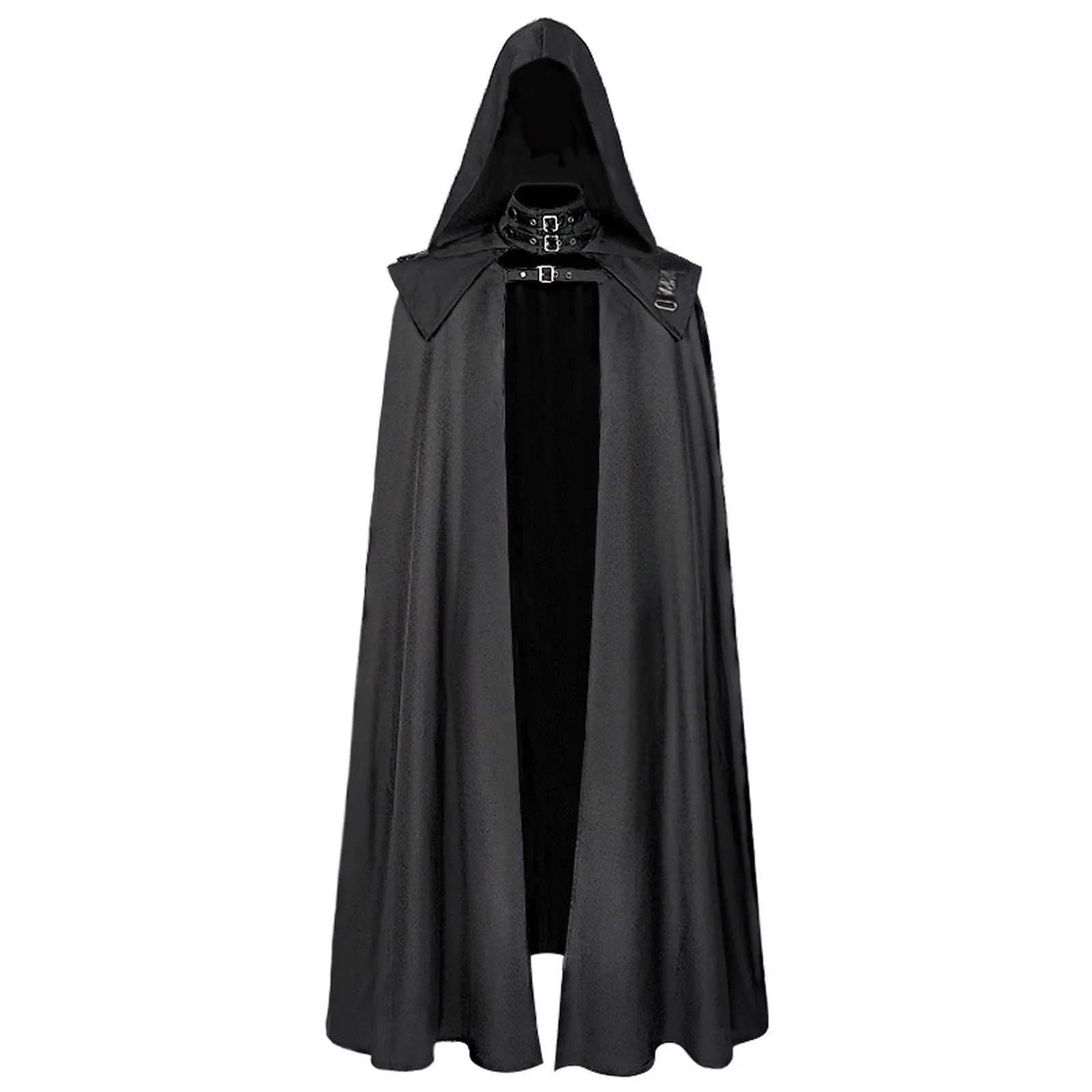 

Medieval Vintage Hooded Loose Black Cloak Coats Halloween Costumes Trench Chic Winter Long Cape Poncho Gothic Mens Monk Cosplay