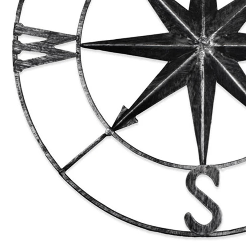 Metal Craft Compass Vane Wrought Iron Decoration Indoor Ornaments Durable Easy To Use