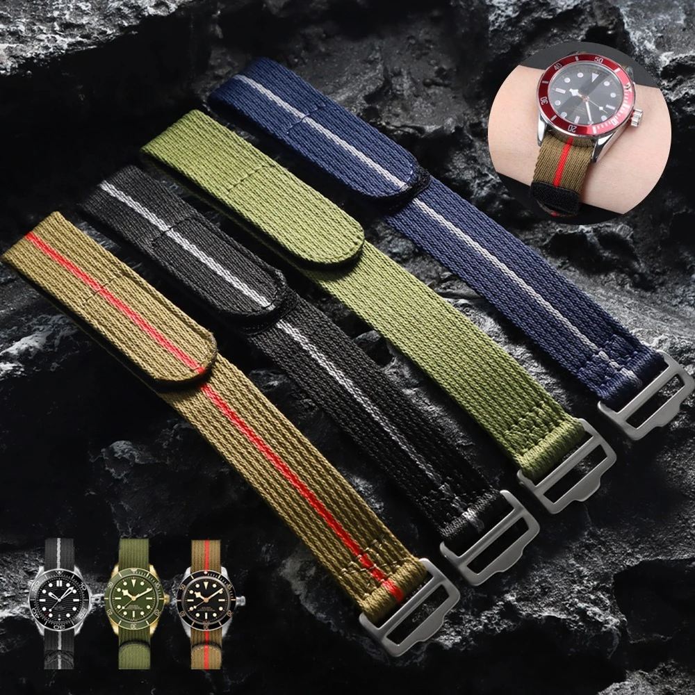 20mm 22mm Nylon Watch Band for Tudor Collar Hidden FXD/Biwan/1958 Series for Rolex Replacement Canvas Strap Universal Bracelets