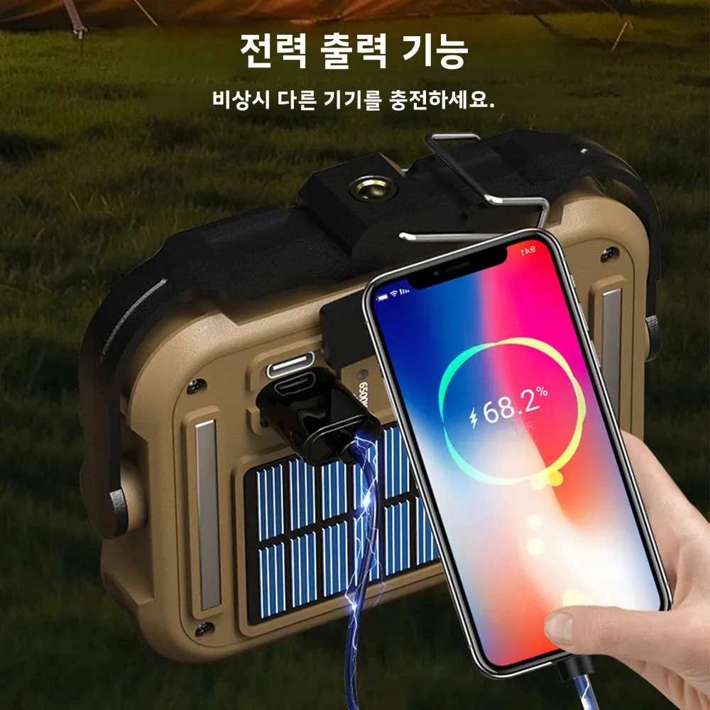 Solar Magnetic Work Light 1600lm 1800mAh Portable Camping Lantern with Hook USB C Charging Emergency Light Powerful Working Lamp