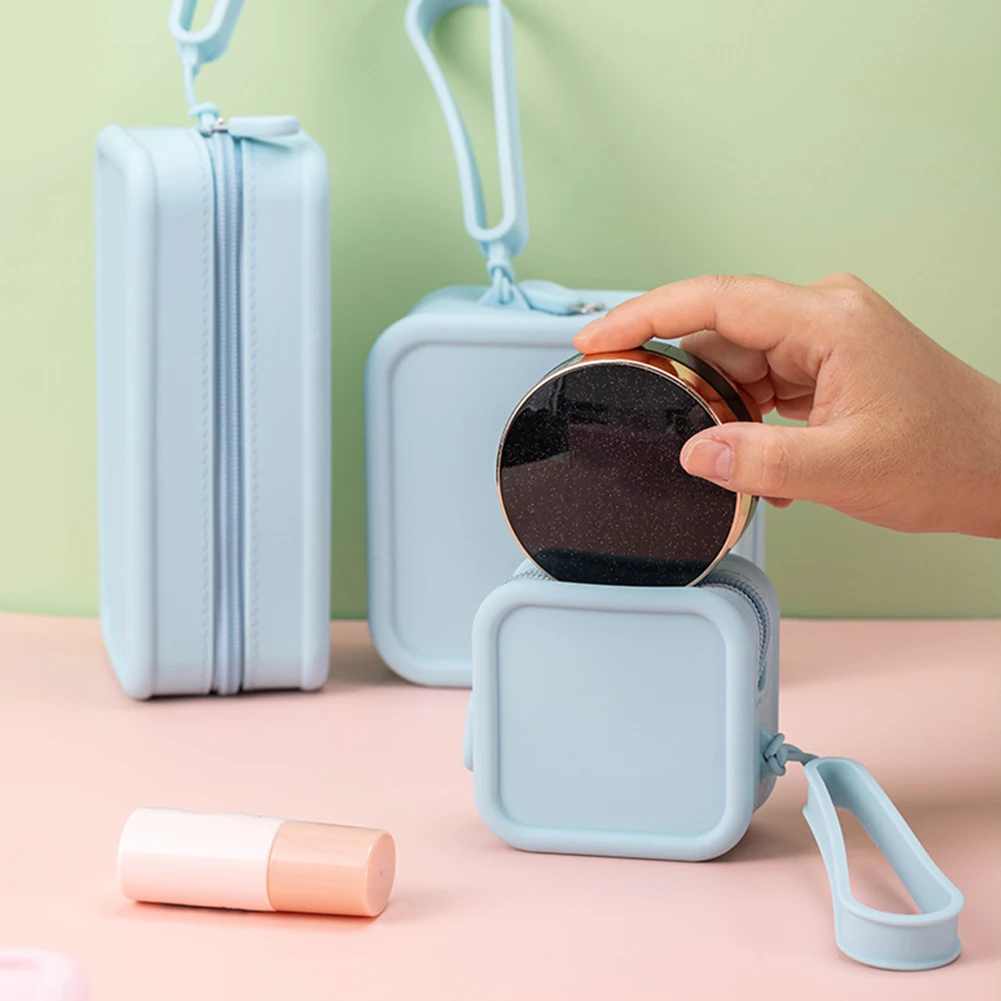 Silicone Makeup Bag,Candy Color Mini Wallet Coin Purse,Waterproof Makeup Brush Holder,Stylish Portable Travel Cosmetic Case