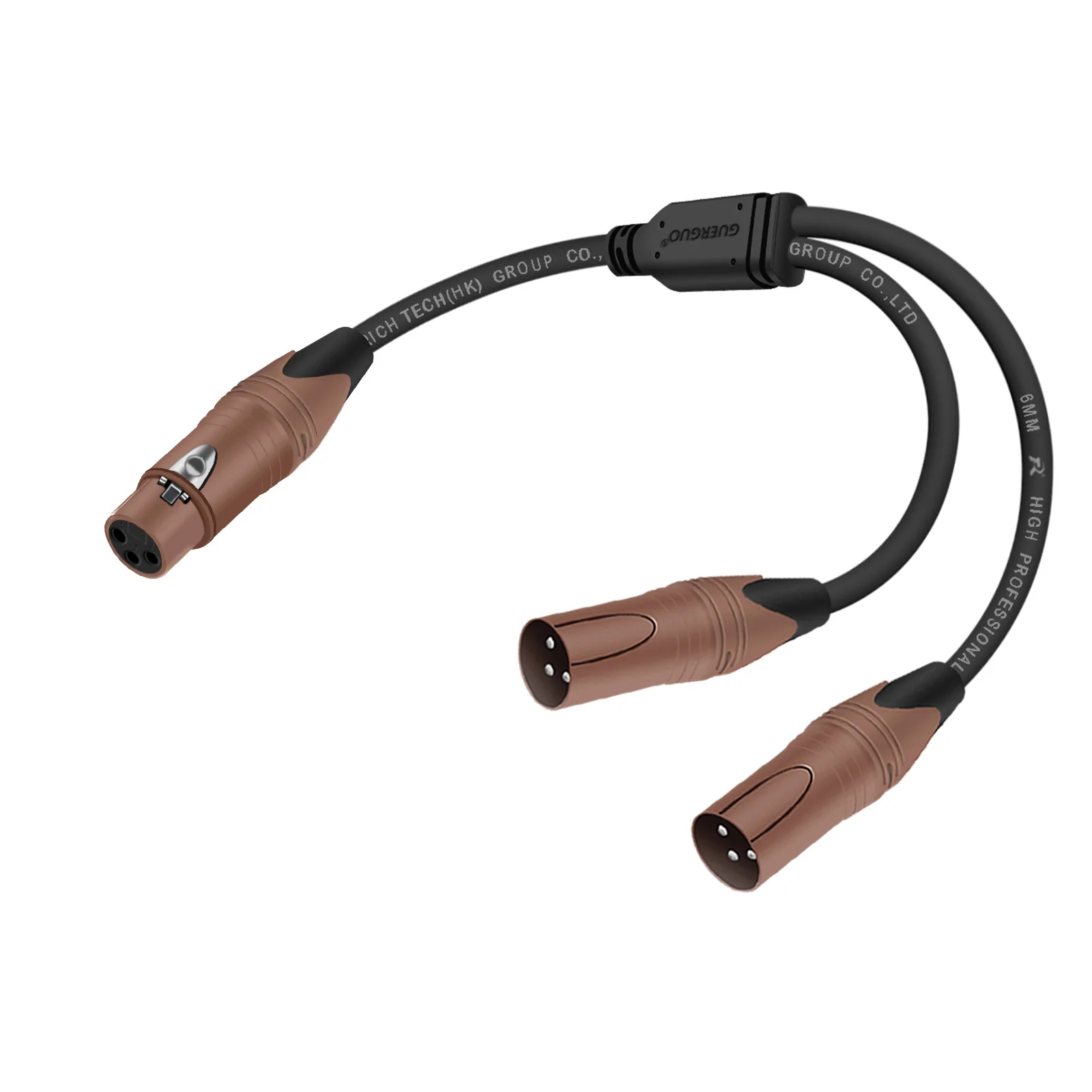 Professional 1 XLR Female To 2 XLR Male 3 Pin Cable Y Splitter Cord Foil Braided Shielded Microphone Line Amplifier