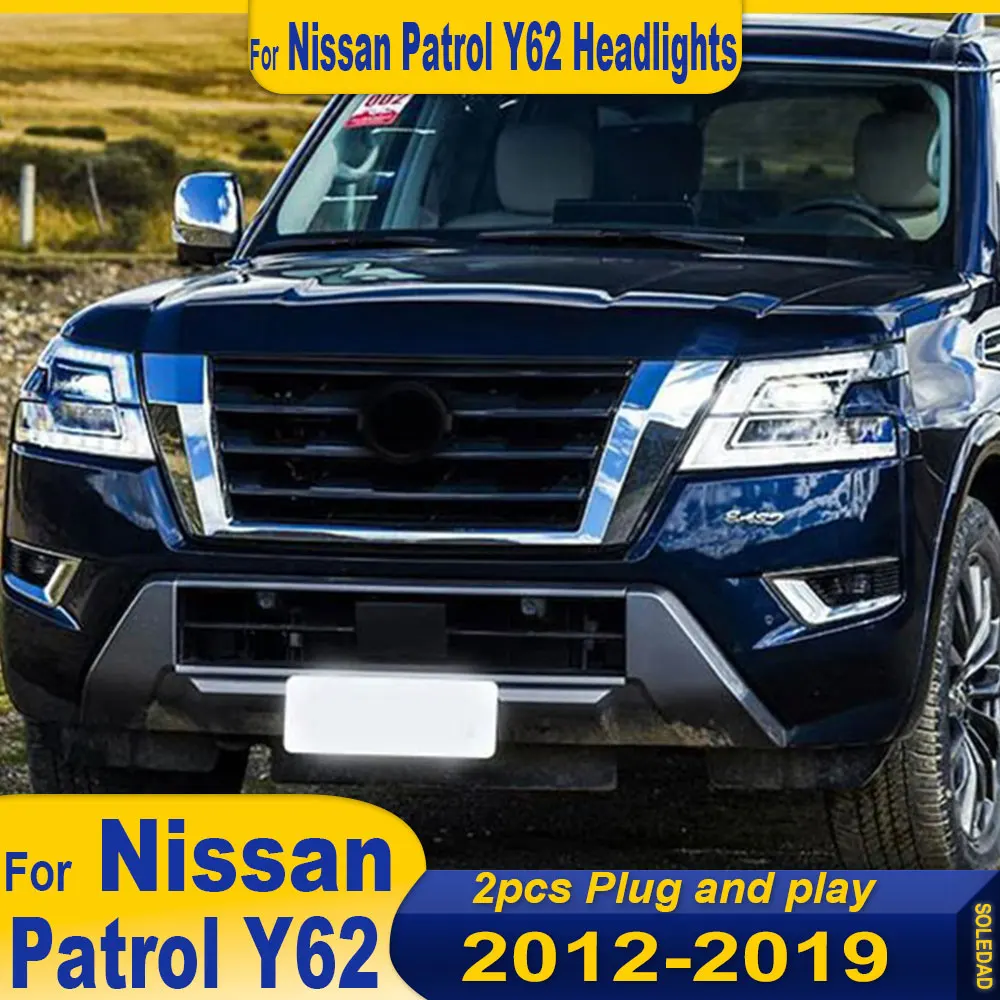 

Car LED Head Lamp for Nissan Patrol LED Headlight 2012-2018 Headlights Y62 DRL Turn Signal High Beam Angel Eye Projector Lens
