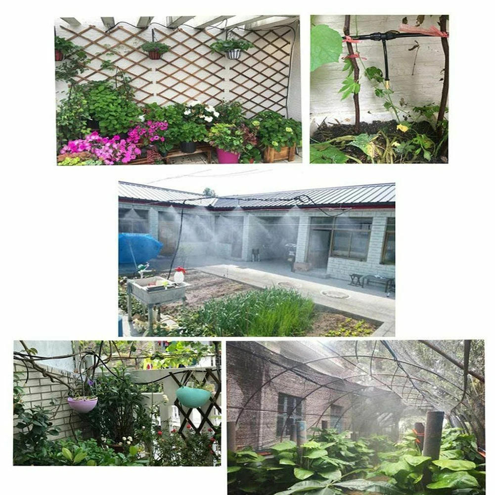 Misting Nozzle Set 10 or 30 Pieces for Garden Greenhouse Landscape Water Park Cooling Spray with Copper and Engineering Plastics