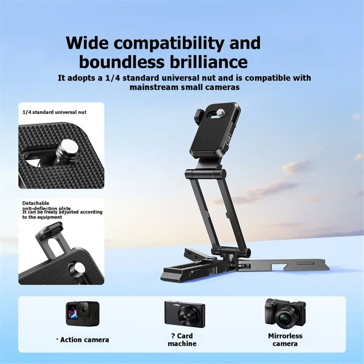 B21B CO81 Foldable Tripod Mini Pocket Phone Tripod Stand Selfie Stick Desktop Smartphone Holder for Video Vlogging