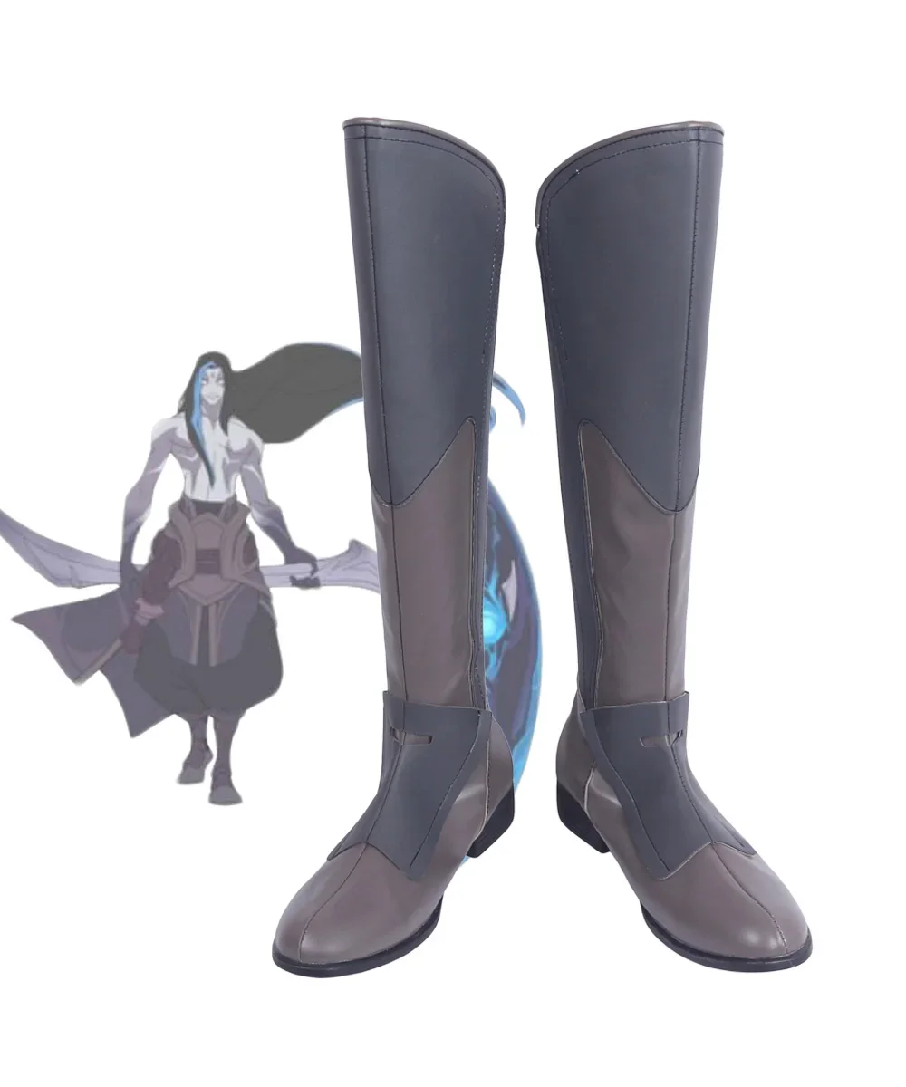 

Game LOL The Shadow Reaper Shieda Kayn Cosplay Boots Grey Shoes Custom Made