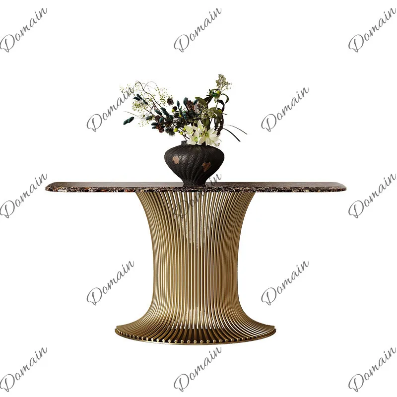 2026 New Luxury Designer Natural Stone Entryway Console Table Slim Sideboard Hallway Table for Hotel Apartment