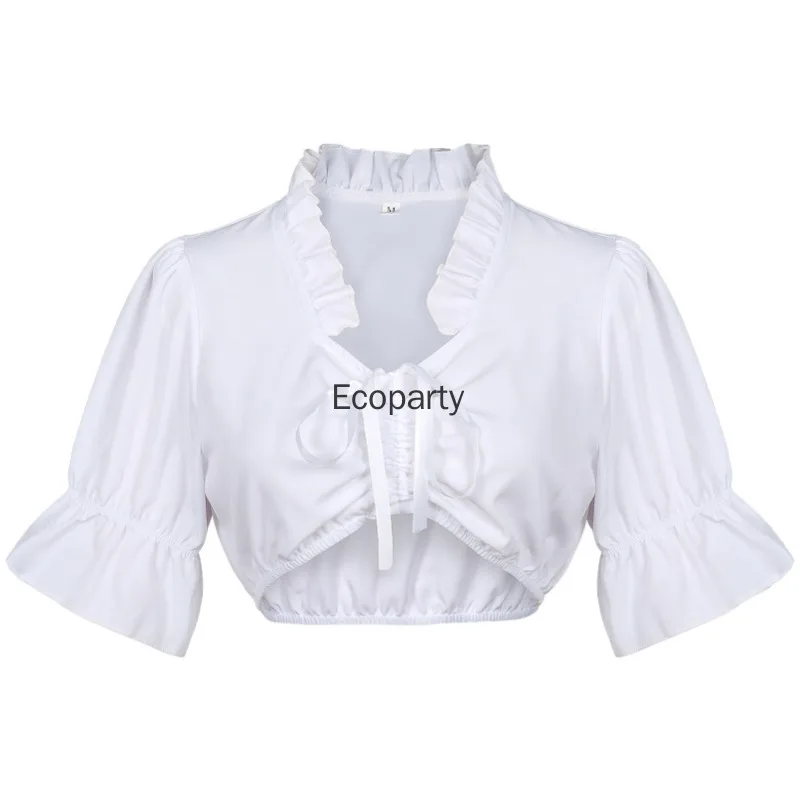New Women Bavarian Oktoberfest Costume Top Sexy Lace Hollow Out Sheer Dirndl Costumes Traditional Beer Festival Party Crop Tops - Image 5
