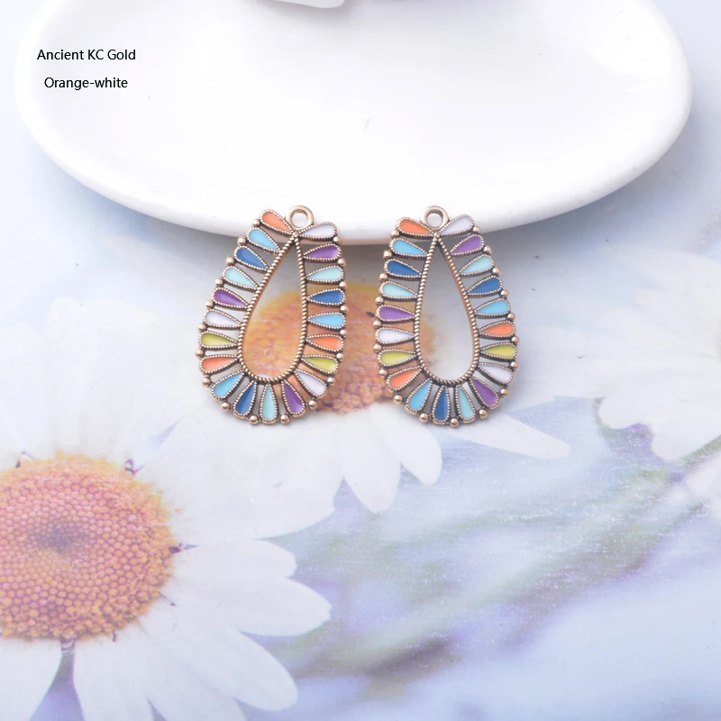 10 Stück Emaille-Wassertropfen-Anhänger aus Legierung, bunt, antikes Silber und Bronze, Anhänger für DIY-Schmuck- und Ohrringherstellung – Detail 6