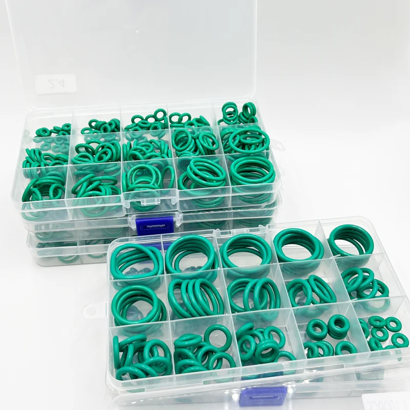 FKM O-ring Green Fluororubber Rubber Sealing Gasket O Ring CS1.5/2.0/2.4/3.1mm Oil Resistant Acid Alkali Resistant O-Ring Kit