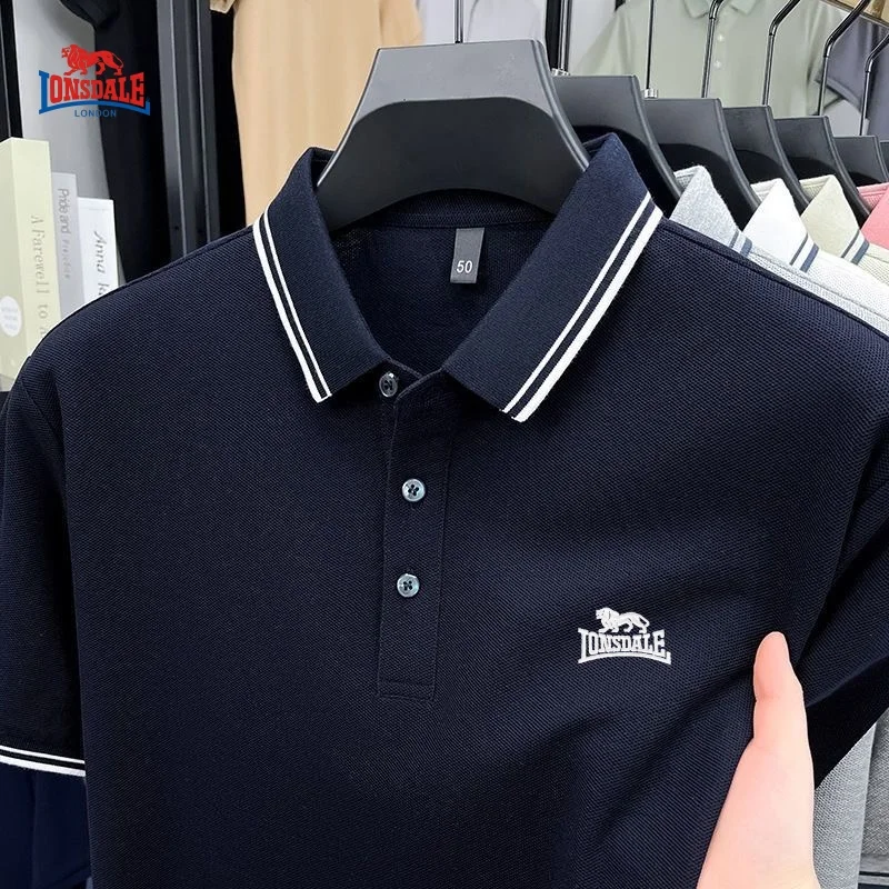 New men's high-quality pure cotton short sleeved polo shirt, fashionable, business, casual, breathable and cool top