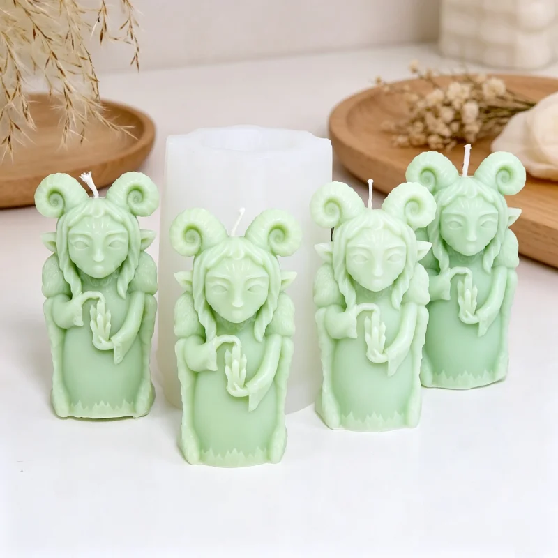 3D Goat Horn Elf Silicone Mold DIY Goat Animal Candle Making Soap Clay Plaster Resin Mould Home Decor Tools Handmade Gifts
