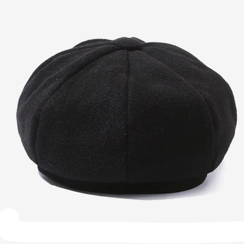 Fashion Solid Color Woolen Beret Autumn and Winter Outdoor Cotton Hat Windproof Newsboy Hats Men Women Universal Painter Caps