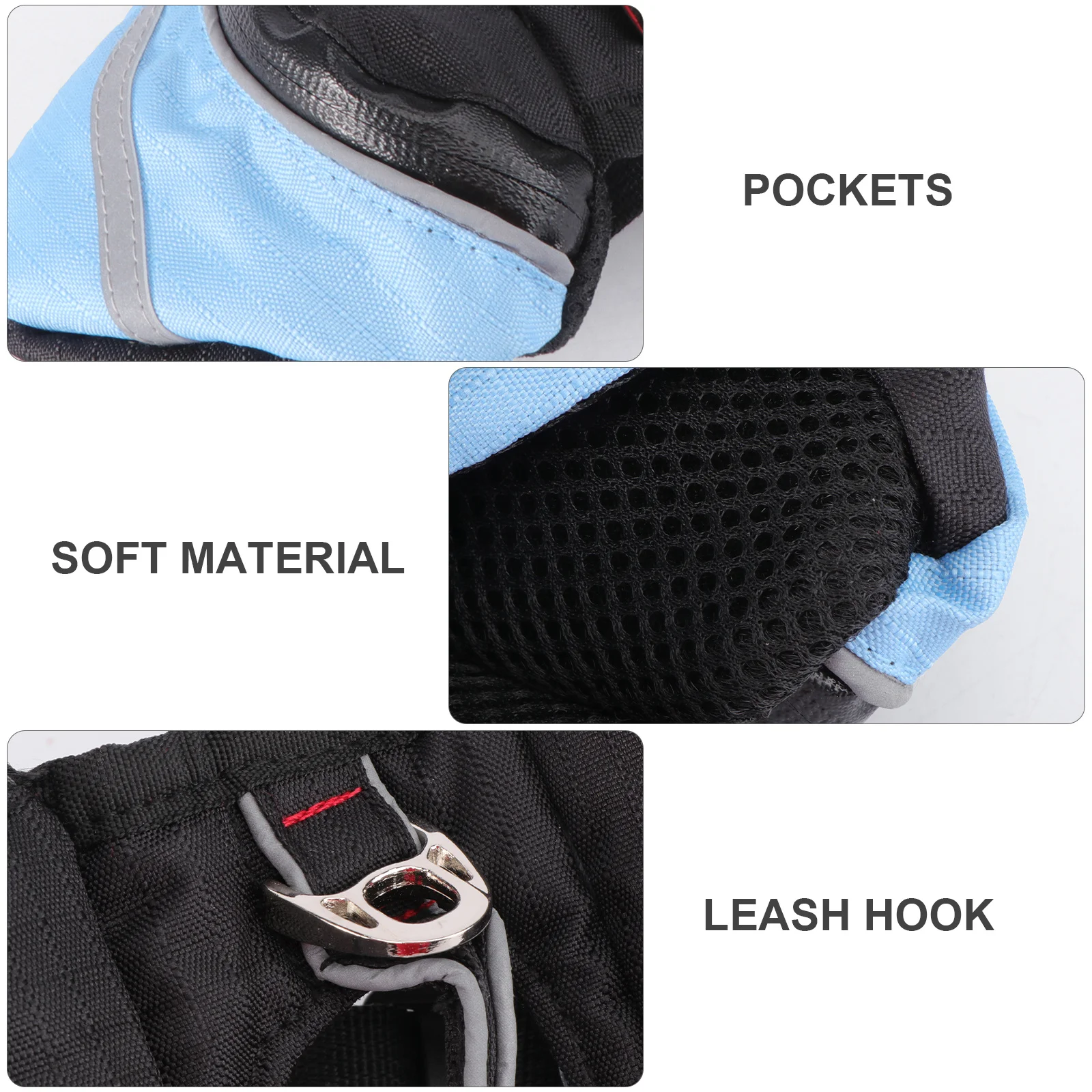 

Dog Backpack Waterproof Oxford Sturdy Pet Hiking Camping Travel Gear Reflective Strip Side Pockets Snacks Keys Blue Xs