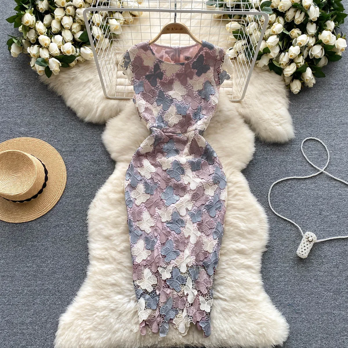 

Chic Sexy butterfly lace Fairy Casual A-line Dress Vestido Summer pencil dress Vacation Women Boho Sundress